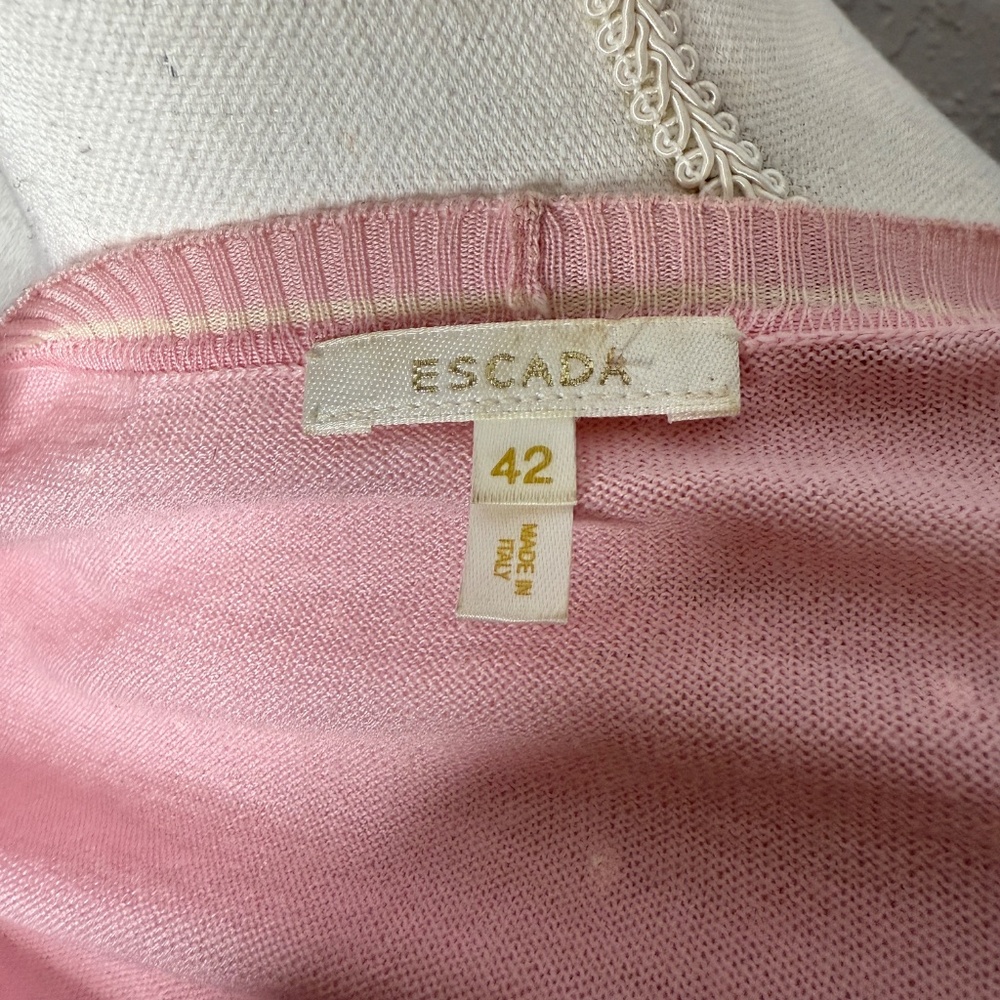 Escada Light pink & white polk a dot Cardigan button up sweater -cp - Picture 9 of 10